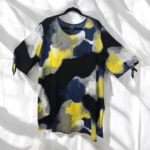Ciara Sun Woo Abstract Print Tie Sleeve Tunic Top Plus Size Woman 2X Relaxed USA
